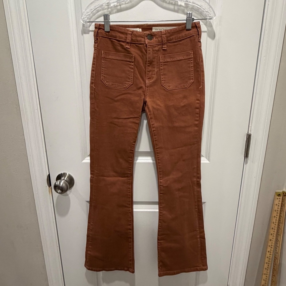 Pilcro Women High Rise Skinny Bootcut Pants Rust 25